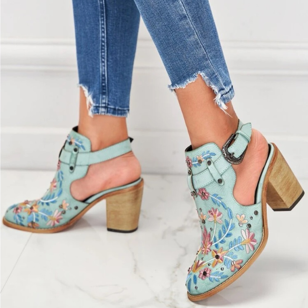 Blue booties size 9
